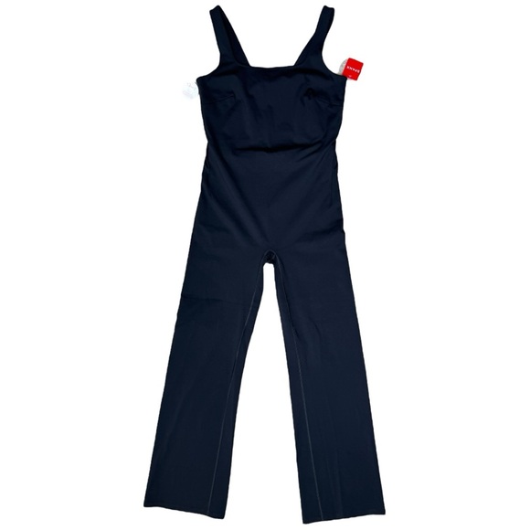 Spanx Booty Boost Flare Jumpsuit Bodysuit L Petite Black 50460Q NWT
